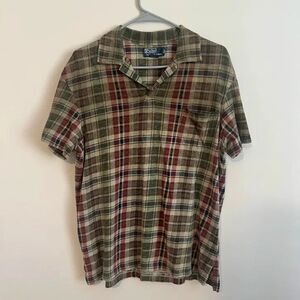 Polo Ralph Lauren Mens Madras Plaid Cotton Polo Shirt Pocket Mens Sz M